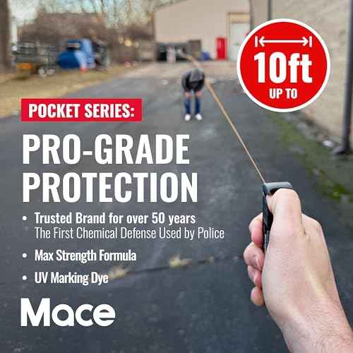 Mace Pepper Spray - Pocket, Sport, & Twist Lock Models, Max Strength 10% OC Formula, Long Lasting UV Dye, Self Defense Pepper Spray for Women & Men