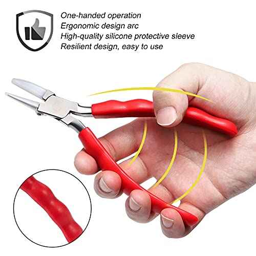 Stainless Steel Adjusting Eyeglasses Leg Tightness Half Round Plier Eyeglass Arms Frame Plier Glasses Repair Parts Tool (Red)
