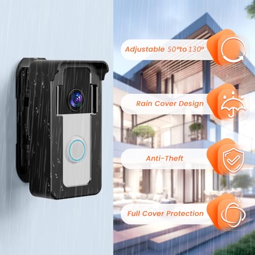 Anti-Theft Video Doorbell Angle Mount, 50 to 130 Degree Adjustable Ring Camera Holder Doorbell Door Mount for Apartment, Compatible with Ring/Blink Video Doorbell 4 3 Plus 2 1 Pro 2