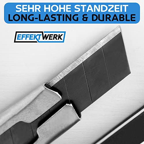 E?Werk - Box Cutter Blade Set - Black, 25 Pack - 18mm Utility Knife Replacement Blades - Heavy Duty Carbon Steel Snap Off Blades - Blade Refills for Utility Knives & Box Cutters