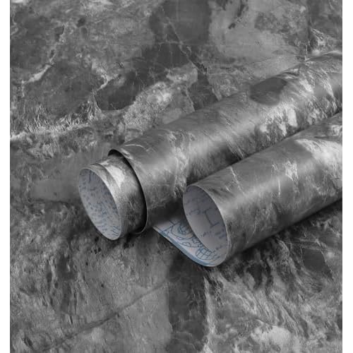 Guvana Matte Marble Contact Paper for Countertop 15.7''x78.7'' Removable Grey Wallpaper Marble Peel and Stick Wallpaper Matte Marble Contact Paper Waterproof Self Adhesive Wall Paper for Kitchen Decor