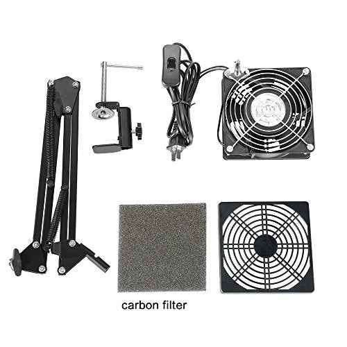 Adjustable Solder Smoke/Fume Absorber, Remove Fume Extractor Absorber Fan Quiet Working Fan with Adjustable Table Clamp for ESD Soldering Station Work, Eliminate Toxic Fumes helpful for Health