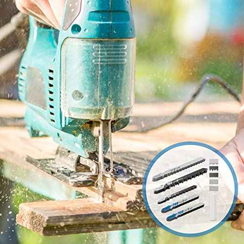 20 Piece Jigsaw Blades Set Assortment of Professional T-Handle Jig Saw Blade Kits Multi-Purpose Jig Saw Blades Replacement Set for Wood Pruning, Plastic, and Metal Cutting