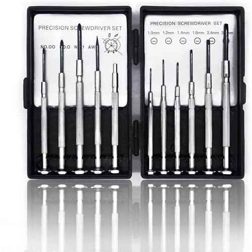11Pcs Small Screwdriver Set, Mini Screwdriver Set, Eyeglass Repair Screwdriver with 11 Different Size Flathead and Philips Screwdrivers, Ideal for Watch, Jewelers