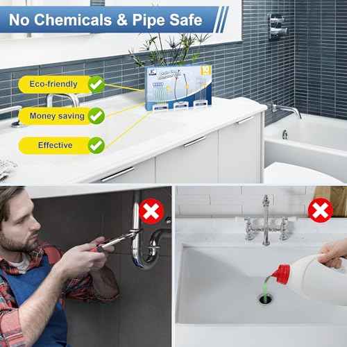 Drain Snake Clog Remover Tool: 5 ¡¿ 30 Inch Sink Snake + 1 ¡¿ 35.5 Inch Drain Cleaner Tool + 4 ¡¿ 59 Inch Tube Drain Brush for Shower, Toilet, Bathroom Sink & Tub (10 Pack)