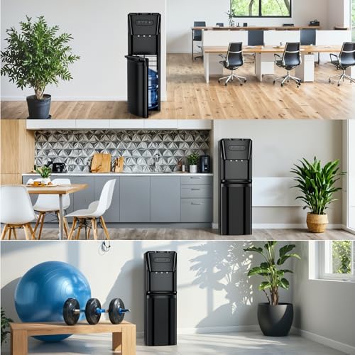 Manastin Bottom Loading Water Cooler Dispenser Matte Black – Space-Saving, Hot & Cold Water