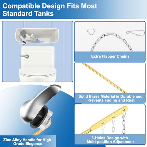 Universal Toilet Flush Handle Kit Zinc Alloy & Brass Arm for American Standard