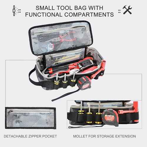 Rough Enough Small Tool Bag Pouch Organizer Box for Motorcycle Road Bike Electricians Camping with Handle and Tactical Molle 12 Inch in Black Camo Cordura