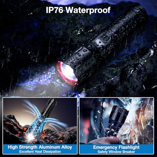 Flashlights High Lumens Rechargeable 2 Packs, 990,000L Handheld Tactical LED Strong Flash Light, Battery Powered Super Bright Flashlight with USB C, 3 Modes, Zoomable, USB Output for Home, Emergency
