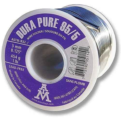 AIM Dura-Pure 95/5 Lead-Free 0.125inch Solid Solder Wire for Plumbing Repairs (454g / 16oz)
