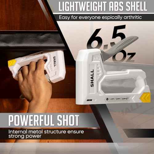 SHALL Light Duty Staple Gun for Wood - White Upholstery Staple Gun with 1600pcs JT21 Staples 1/4, 5/16, 3/8 inch and Staple Remover - Fabric Stapler Gun for Crafts, DIY, Decoration