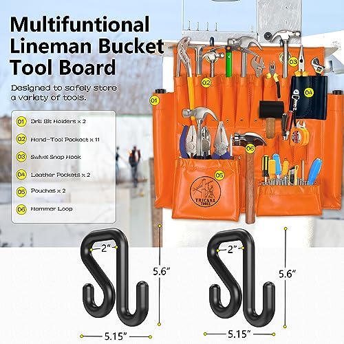 Tricana 16-Pocket Lineman Tool Board with 2 x 2in Aerial Hooks — Bucket Truck Organizer