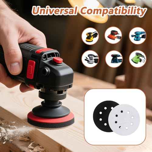 4 Pack 5 Inch Premium Foam Sanding Pads, 8 Holes Hook and Loop Sponge Cushion Buffer Backing Pad, Professional Soft Density Interface Pad for Orbital Sander