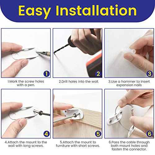 4our Kiddies 10 Pack Furniture Anchors for Baby Proofing, Anti Tip Furniture Wall Anchors, Secure 400 Pounds Cabinet, Bookcase, Dresser to Wall, Earthquake Furniture Straps for Child Safety