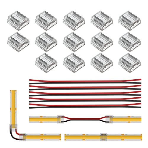 8mm FCOB COB LED Strip Connector Kit 14pcs Transparent, 2 Pin Extension Wires