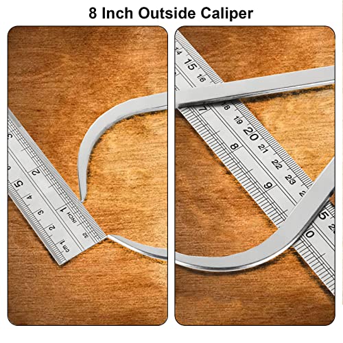Acrux7 3Pcs 8 Inch Long Spring Caliper Set, Carbon Steel Outside