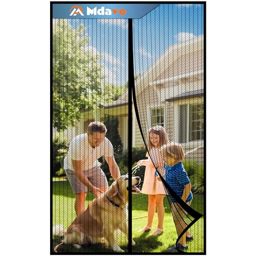 Mdavo Magnetic Screen Door 38 x 82 Inch Black - Fits Door Size 38x82, Heavy Duty Pet & Kid Friendly Mesh with Magnetic Closure for Sliding Doors