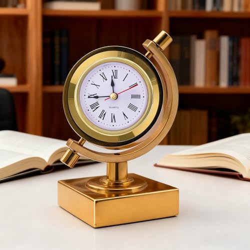 MovFlax Mini Round Quartz Clock Insert 2-1/2 Inch Gold Roman Numerals - Vintage Style Replacement Face