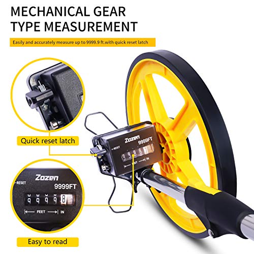 Zozen Distance Measuring Wheel, Imperial, 40in Foldable, LCD Display