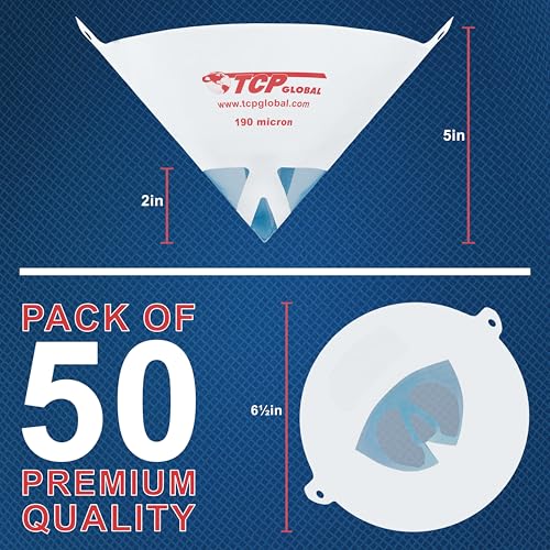 TCP Global 190 Micron Ultra-Fine Paint Strainer Tips - Pack of 50