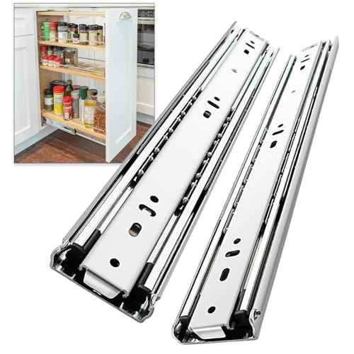 Heavy Duty Locking Drawer Slides Full Extension Runners with Lock 12 14 16 18 20 22 24 26 28 30 32 34 36 38 40 Inch Side Mount Ball Bearing Rails Track Glides 150 Lbs (Without Lock, 28 inch)