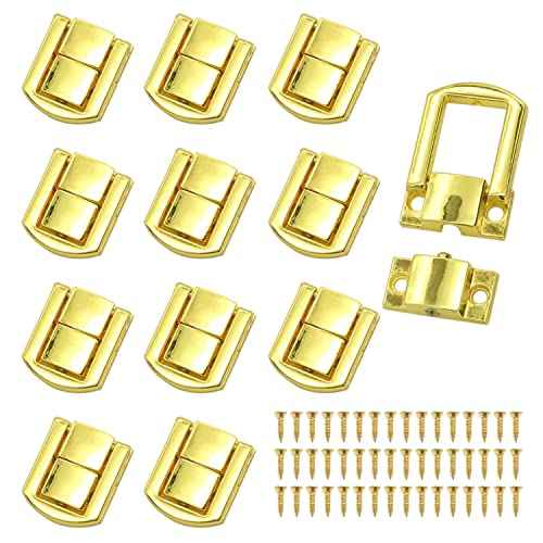 12 Pieces Hasp Latch Catch Lock, Metal Buckle Lock for Box Decoration(Gold)