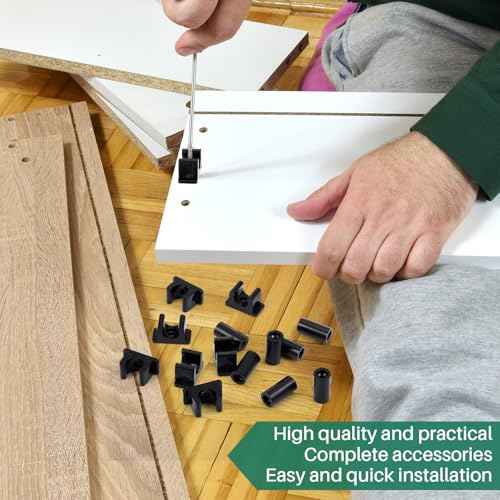 Juexica False Cabinet Front Clip False Drawer Front Clips Sink Tip Out Snap with Screws Screwdrivers for Hardware Replacements(Black,8 Pairs)