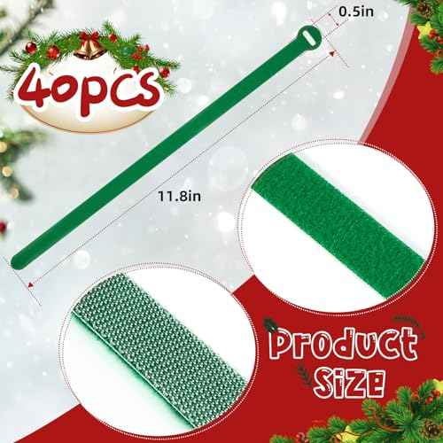 40pcs 11.8" Christmas Garland Ties,Decorative Holiday Garland Ties,Adjustable Holiday Cable Straps for Hanging Garland, Wreaths, and Lights on Stairway Banister Railing Xmas Tree Decor