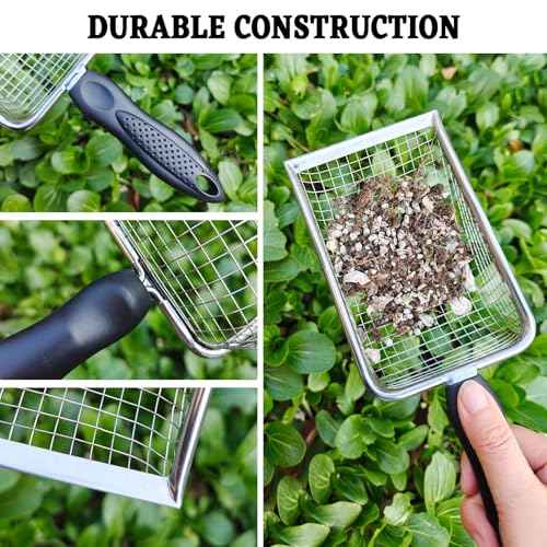 Soil Sifter for Gardening Pack of 2, Dirt Sifter Compost Sifter with Handle,Two Garden Sifters for Soil with 3.8/5mm Mesh,Rocks Sifter Sand Sifter Garden Shovel