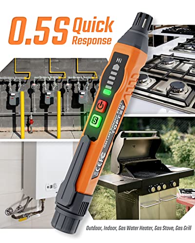 TOPTES Orange Gas Leak Detector PT177 - Portable Combustible Gas Sniffer with Audible & Visual Alarm