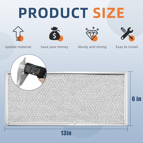 Fetechmate 13 x 6 Microwave Grease Filter Replacement Pack of 2 for Whirlpool Ge W10208631A