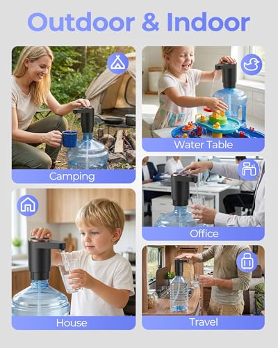 Black Portable Electric Water Pump for 2-5 Gallon Jugs – USB-C Rechargeable Dispenser