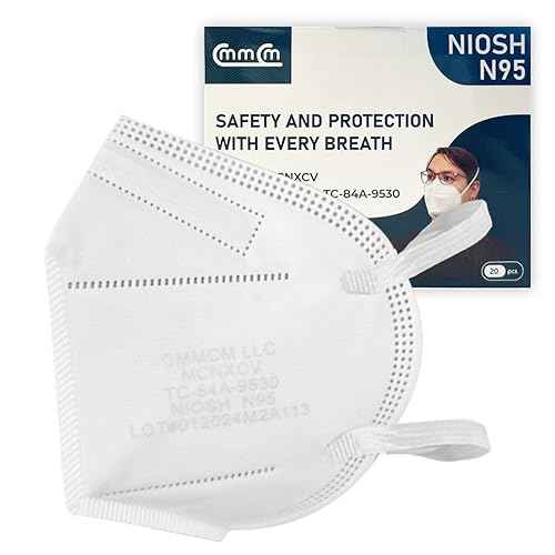 CMMCM N95 Masks for Adults - Individual Wrapped - Made in USA - NIOSH Approved Mask N95 for Men Women and Health Workers, 20 Pack