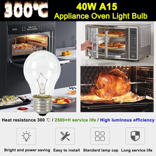 QYKAVM 4Pcs A15 40W E26 Appliance Light Bulbs for Ovens, Microwaves, Fridges — Lava Lamp Compatible