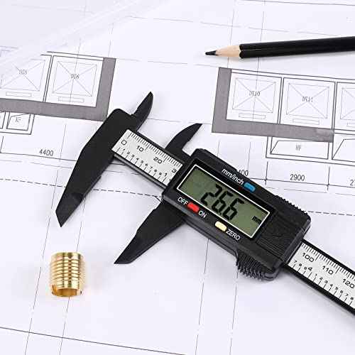 Electronic Digital Calipers, inch and Millimeter Conversion,LCD Screen displays 0-6" Caliper Measuring Tool, Automatic Shutdown, Suitable for DIY/Jewelry Measurement (New150mm Black Plastic)