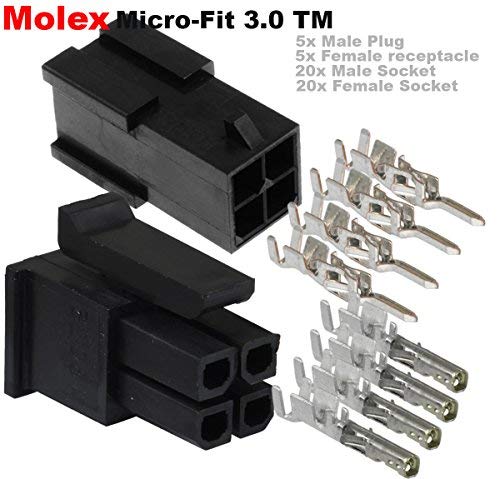 Molex Micro-Fit 3.0 Dual Row Male & Female Receptacle Connectors Pack of 5