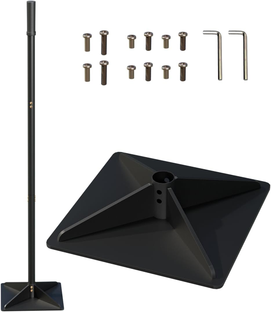 Garden Steel Tamper with 47 inch Adjustable Handle & Rubber Grip, 10" x 10" Heavy Duty Soil Tamper Tool for Ground & Gravel Leveling, Steel Dirt Compactor for Yard, Sand, Asphalt, Driveway