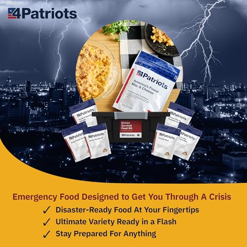 4Patriots Emergency Food Kit - 128 Servings Freeze-Dried Survival Meals, 25-Year Shelf Life