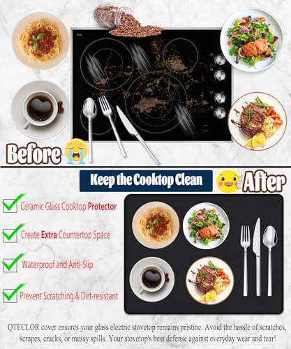 QTECLOR ZQ 28.5" x 20.5" Extra Large Glass Stove Top Protector Cover