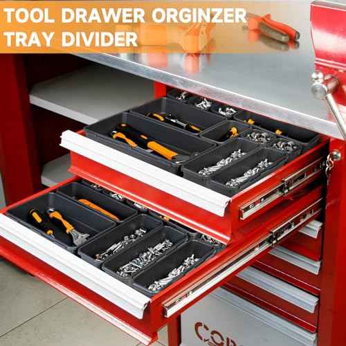 [60 PCS Upgraded] FLYVOLE Tool Box Organizer Tray, Toolbox Desk Drawer Organizer, Tool Box Tray, Toolbox Organization Storage for Rolling Tool Chest (60 PCS)