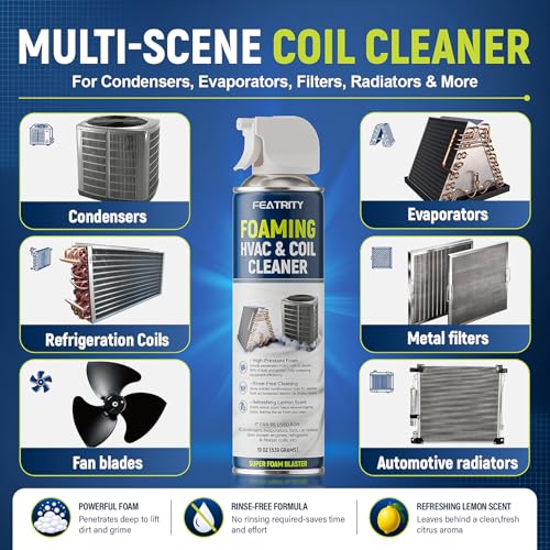 Featrity Foaming AC Coil Cleaner 38oz Pack of 2 for Evaporators & Condensers