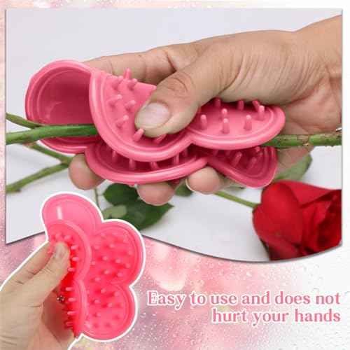 Rose Thorn Stripper Tool, 3 Pcs Thorn Remover for Roses Quick Flower Stem Leaf Cutter (Rose pink 3 Pcs)