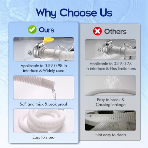 5ft Flexible Dehumidifier Drain Hose with Clamp - 60 inch Universal PVC Hose