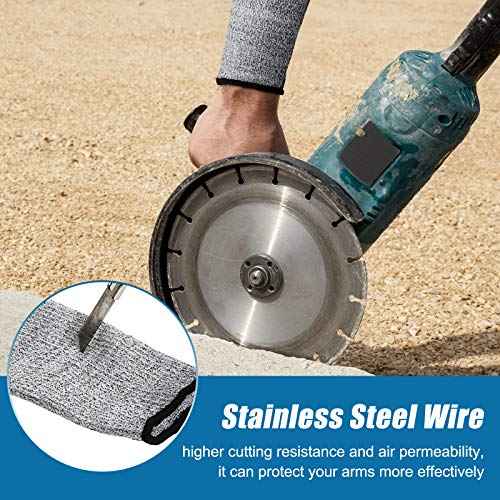 2 Pairs Cut Resistant Sleeve Arm Protection Level 5 Protection Safety Protective Sleeves Arm Protectors for Men Women(8.6 x 3.7 Inches,Black, Gray)