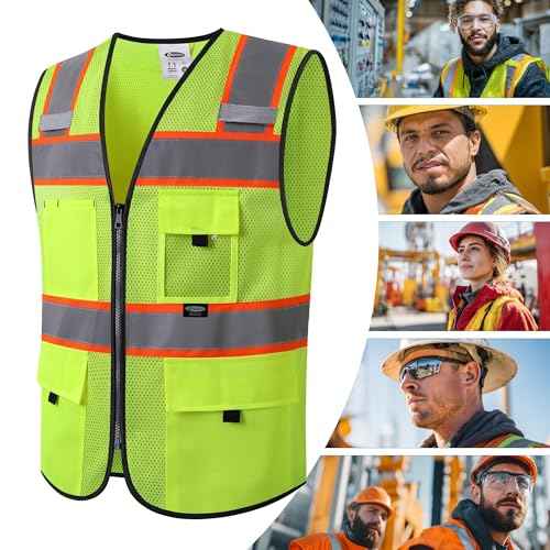 JKSafety Safety Vest for Men Women Hi Vis Relfective Vest with Pockets High Visibility Meet ANSI Standard