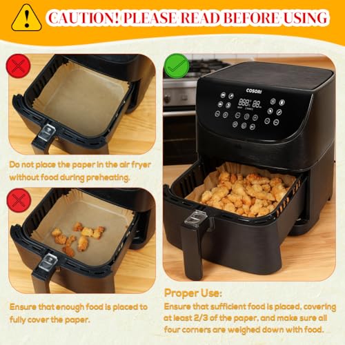 BYKITCHEN 9inch Disposable Square Air Fryer Liners 5-8 Qt (100pcs) for Ninja/Afave 7.9"
