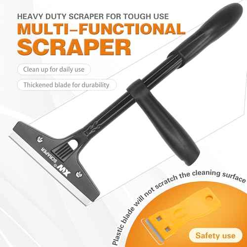 XW 2-pack Heavy Duty Wide Razor Blade Scraper with Push-assist & Plastic Blade Scraper Set with Extra 23 pcs Replacement Blades Included