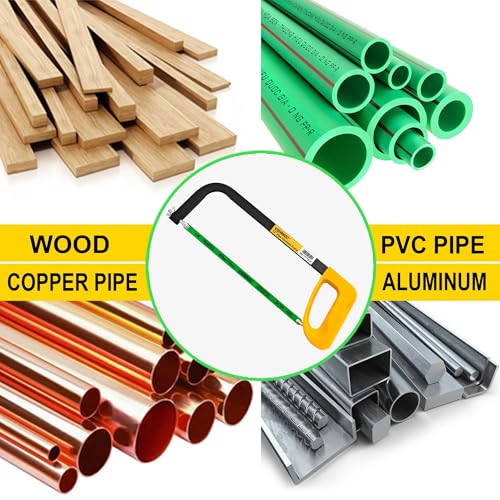 12inch Hacksaw Frame with 24 TPI Bi-metal Blade, High-Tension Hand Saw Suitable for Aluminum, PVC Piepes, Wood, Copper Pipes