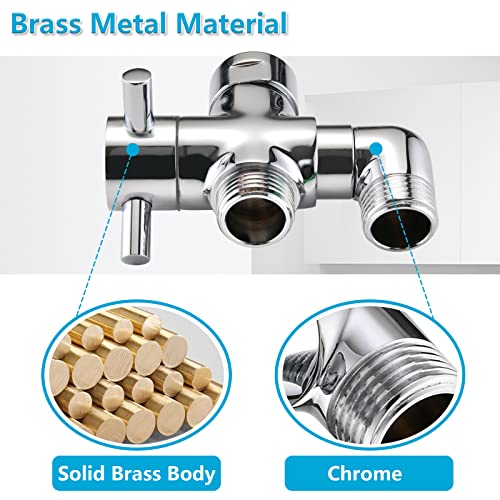 PDPBath Chrome 3-Way Shower Diverter Valve Brass 1/2in Connectors