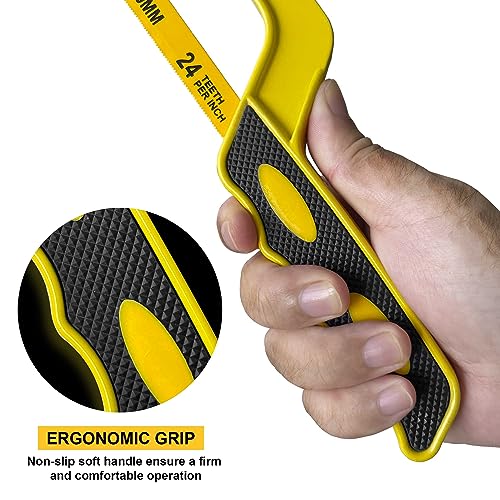 Mini Hacksaw for Metal Cutting ? Compact Bimetal Blade Saw with Ergonomic Handle ? Small Hack Saw for Steel, Copper, Aluminum & DIY Projects